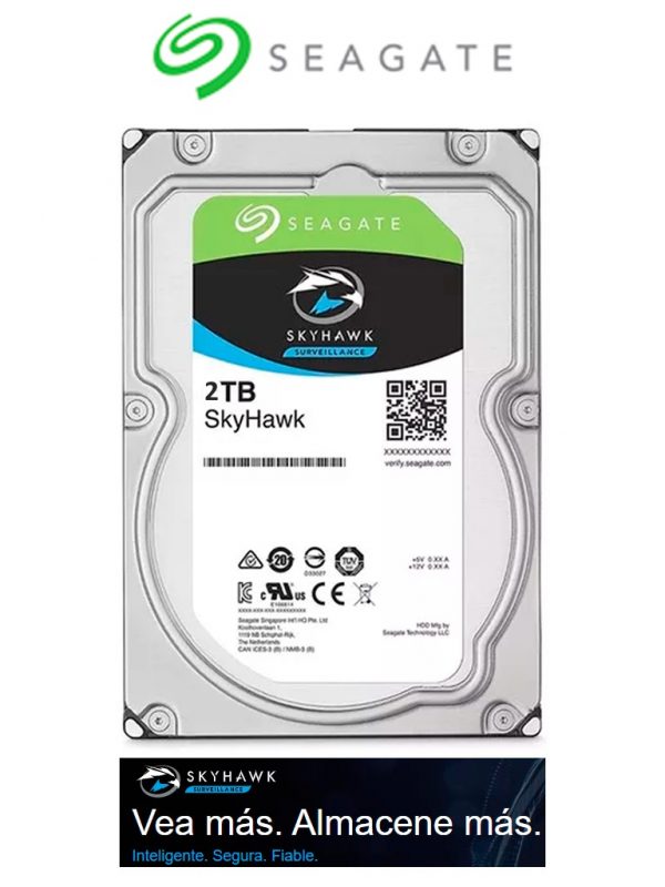 SEAGATE ST2000VX007- Disco duro de 2TB/ Recomendado para videovigilancia/ 36 meses de garantía