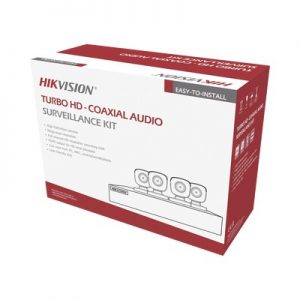 KIT TURBOHD 5 Megapixel / DVR 4 Canales / 4 Cámaras Bala con Micrófono Integrado (exterior 2.8 mm) / Fuente de Poder / Accesorios de Instalación